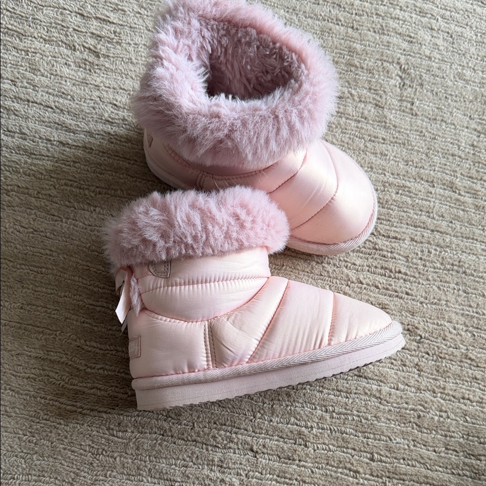 H&M Pink Faux Fur Puffer Kids Booties